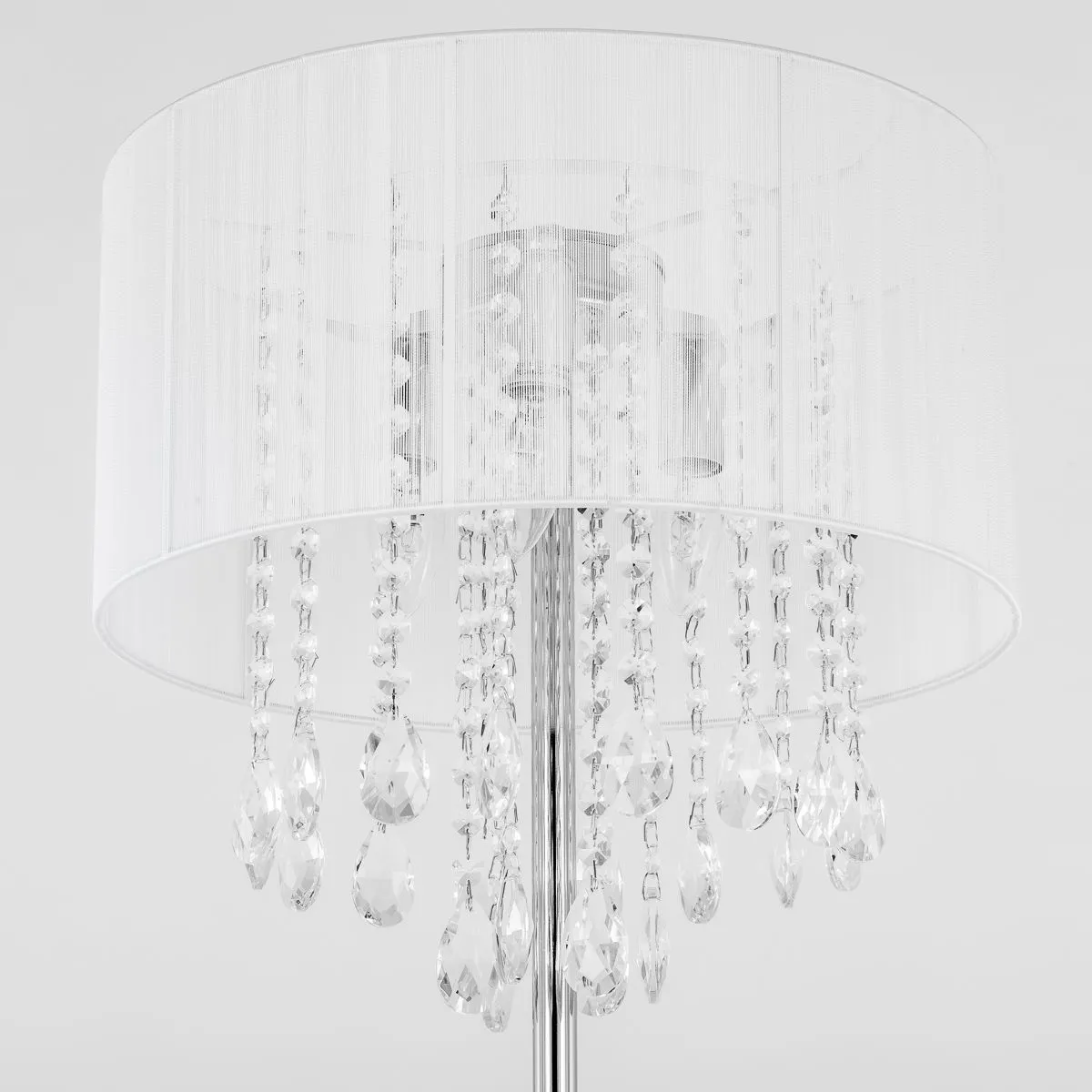 Essence, klasyczna lampa stojąca, podłogowa z kryształami, biała, E14, MFM9262/3P WH